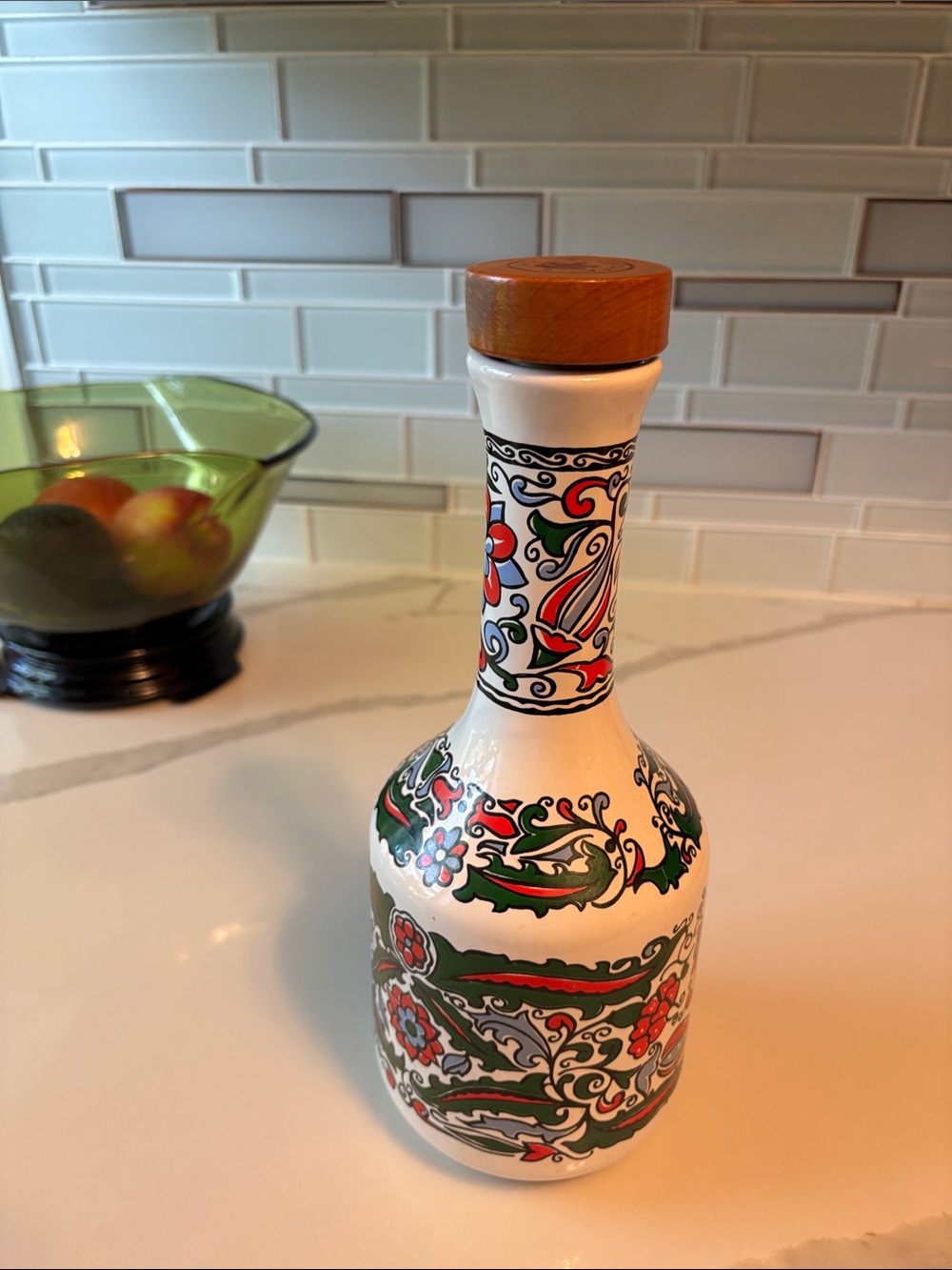 Vintage Metaxa Hand-Painted Ceramic Decorative Bottle from Greece, multi color